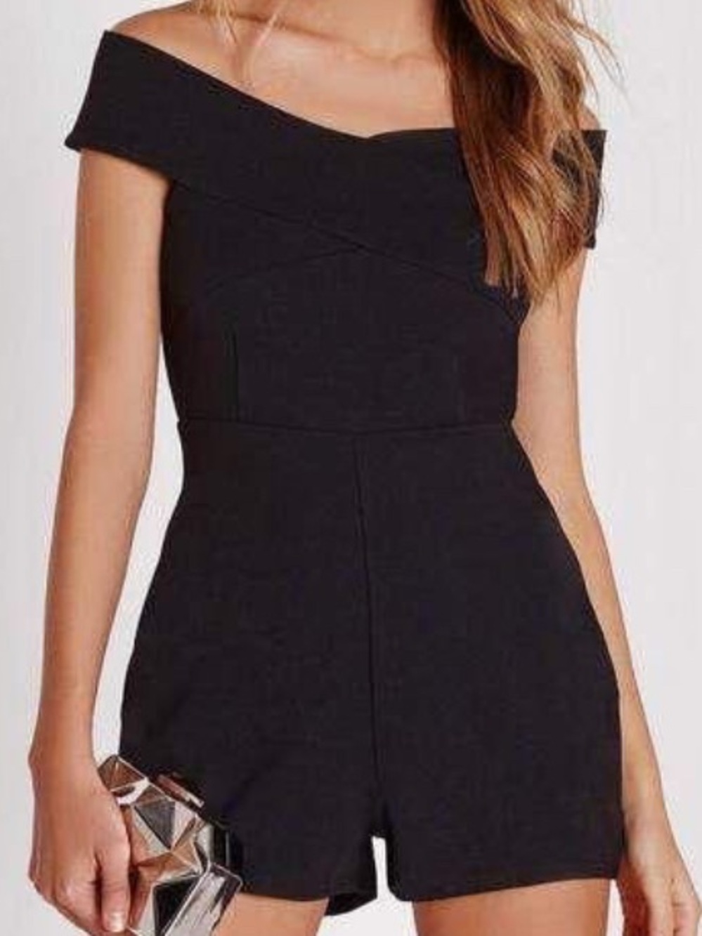 Charlotte Russe Black Off-Shoulder Romper